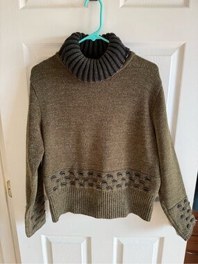 Angel Thick Olive and Dark Gray Cowl Neck Sweater